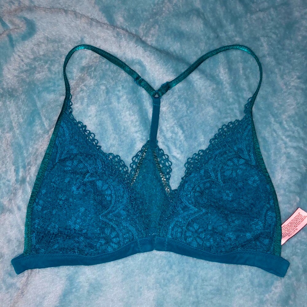 Victoria secret lace bralette bra teal romantic lingerie intimates - Picture 2 of 8